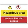 Danger hazardous area No unauthorised access sign