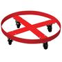 Red painted steel drum dolly trolley