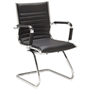 Executive black leather office chair with chrome cantilever frame