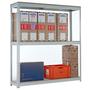 Just shelving bay with grey uprights and shelves
