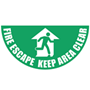 Fire Escape Keep Area Clear half-moon graphic floor sticker