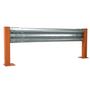 Heavy-duty steel barrier rail with orange posts