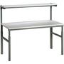 Adjustable height workbench with upper shelf
