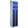 Hero 2-person metal locker with sloping top and blue doors