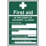 In The Event Of Accident or Illness First Aid Sign