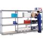 Heavy-duty shelving extension bays with 4 shelves, 455mm bay depth