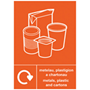 Metals, plastics and cartons recyling sign in Welsh & English