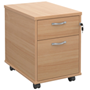 Beech-effect mobile desk pedestal drawer unit