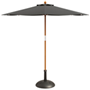 2.5m diameter grey parasol with wooden pole and weighted base