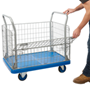 300kg ProPlaz blue platform truck with mesh sides and lid