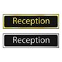 Reception door signs in polished gold or polished chrome effect laminate - 50 x 200mm