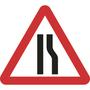 Road narrows right triangular roll-up road traffic sign