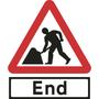 Roadworks End roll-up traffic sign with separate 'End' plate