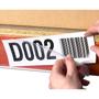 Self-adhesive clear plastic shelving label holders