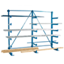 Single-sided, 2-bay, fixed arm cantilever racking starter bay