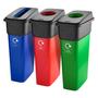 Slimbin recycling bins in blue, red and green