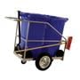 Street cleaning barrow with two 120L blue wheelie bins, broom and shovel
