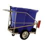 Street cleaning barrow with 120L blue wheelie bins, broom and shovel