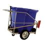 Street cleaning barrow with two 120L blue wheelie bins, broom and shovel