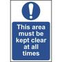 This Area Must Be Kept Clear At All Times Safety Signs