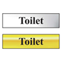 Toilet Mini Sign in Chrome and Gold, 200 x 50mm with FAST Delivery