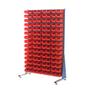 Topstore single-sided Spacemaster TC small parts bin panel with 120 red small parts bins