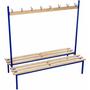 Benchura Evolve square frame double-sided changing room bench with upper coat rail