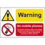 Warning, no mobile phones sign