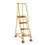 4 Ribbed Rubber Tread Glide-along Mobile Steps With Handrails