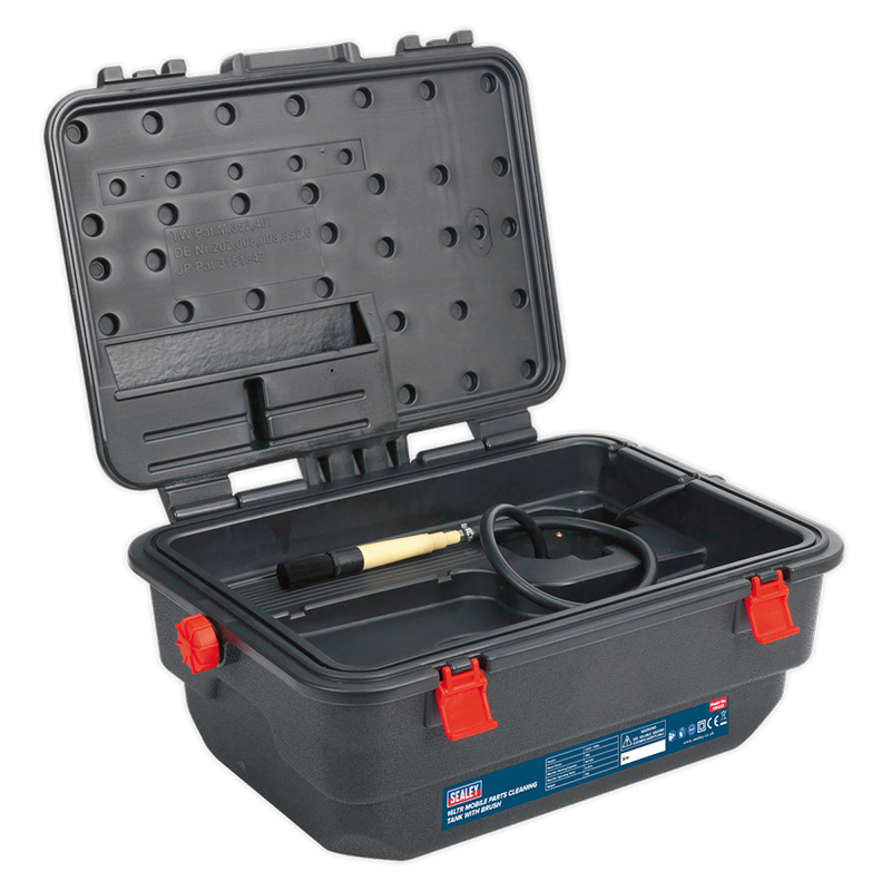Sealey 16L portable parts cleaning tank with integral brush