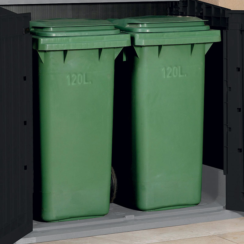 2 x 120L wheelie bins in storage box