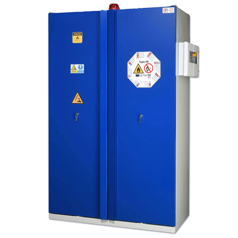 2-door steel cabinet for safe storage of Lithium-Ion batteries