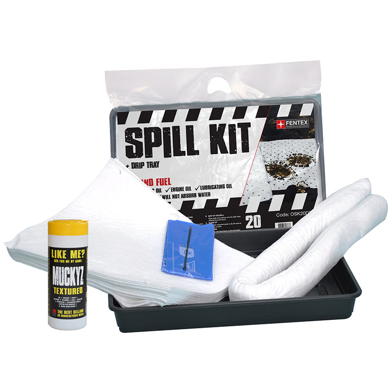 Oil and Fuel Spill Kits with drip tray