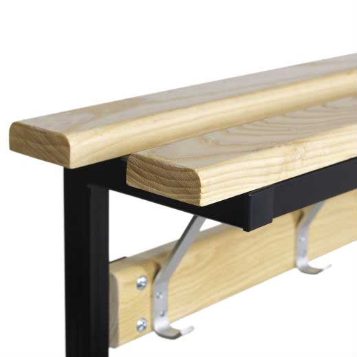 Versa Square Frame Single Sided Bench - Wood Top Shelf Close Up