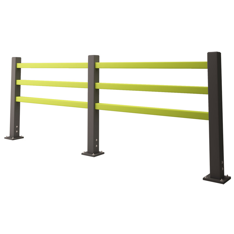 3-rail pedestrian barrier - colourfast yellow & grey