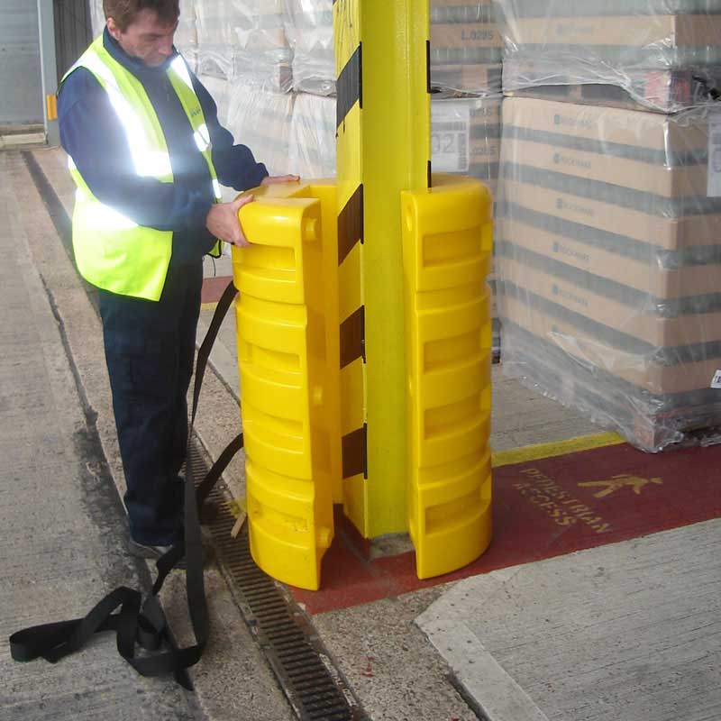 Column Protector being put in place