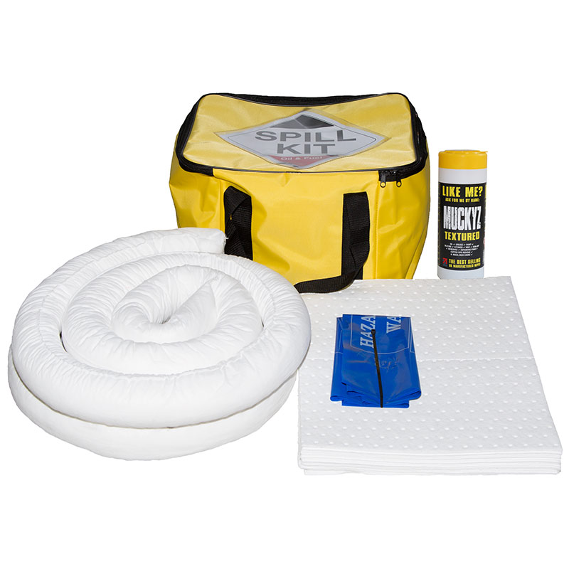 35L oil and fuel spill kit in reusable yellow cube bag