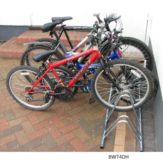 Round top 4 section cycle rack - dual height