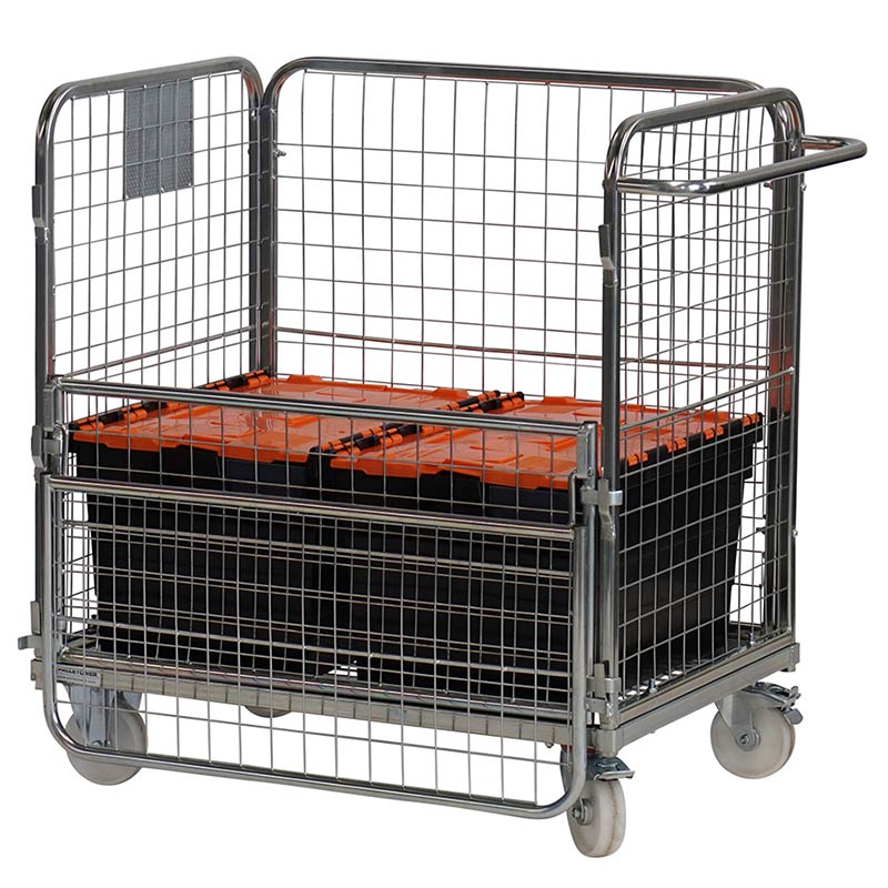 4-sided picking trolley designed for use with tote boxes