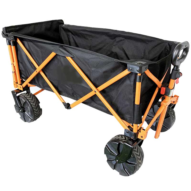 Folding cart with handle folded away