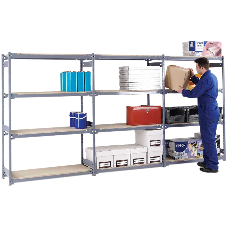 455mm Widespan Shelving with 4 Chipboard Shelves - 1 starter bay plus 2 extension bays