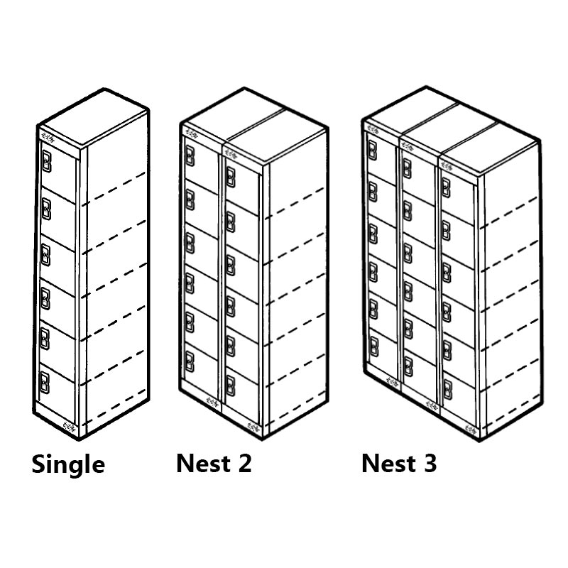 6 Door Metal Locker Nests