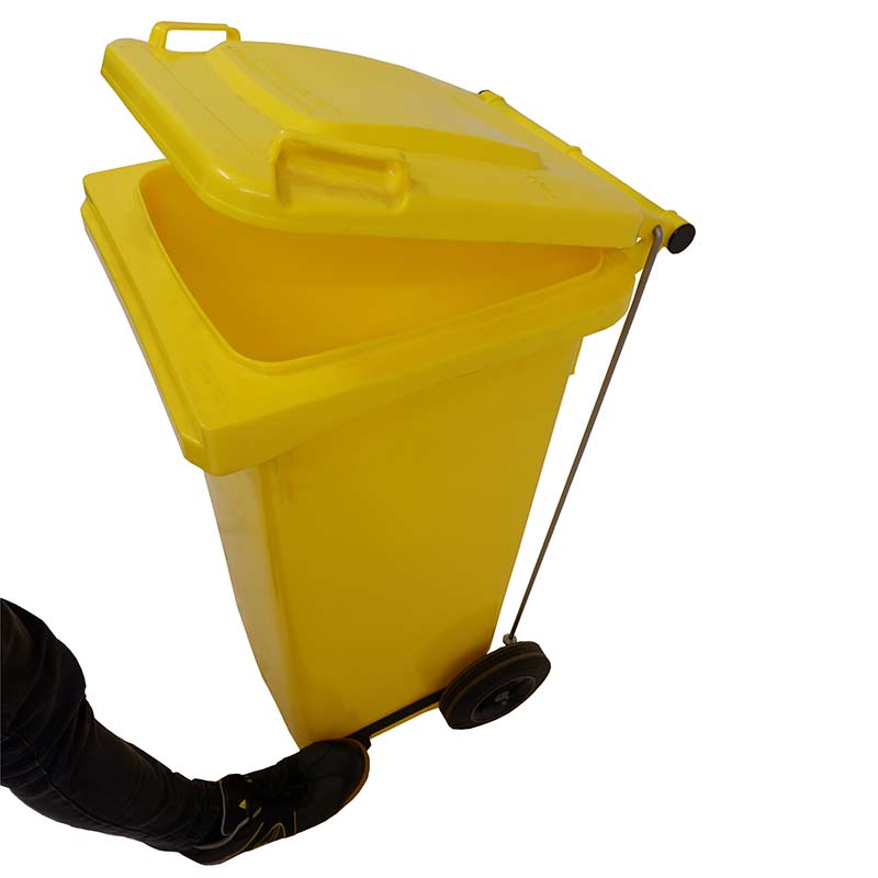 Foot pedal operated 80L and 120L wheelie bins