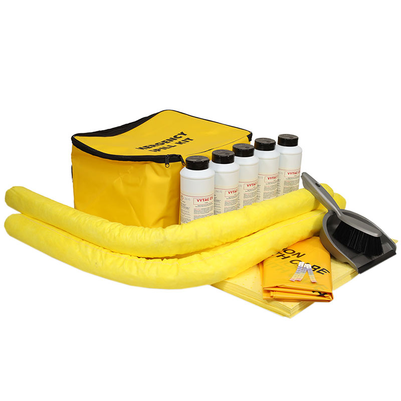 8L battery acid spill kit in yellow PVC cube bag