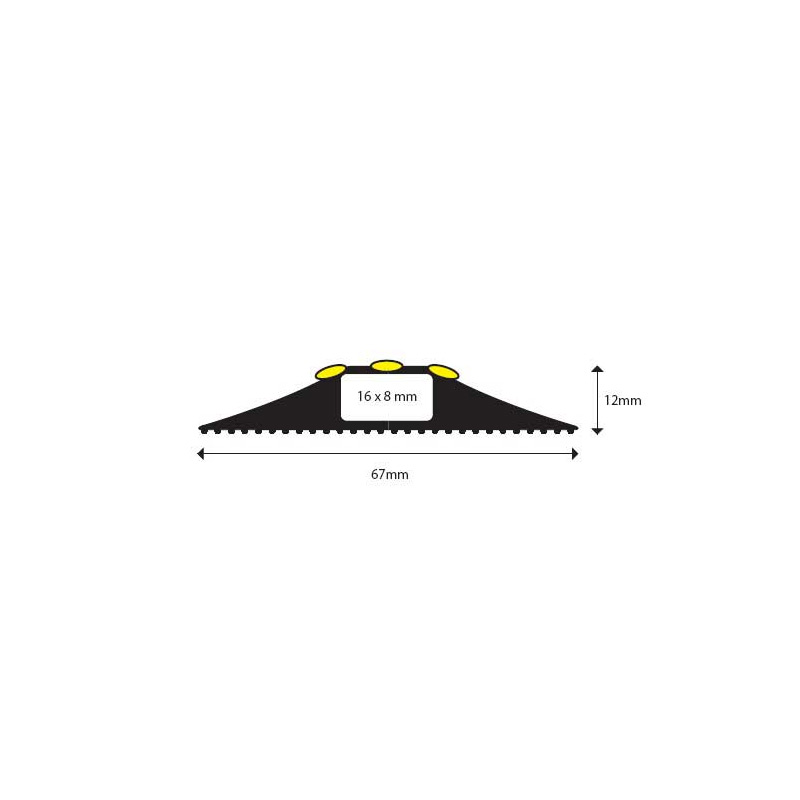 Profile of 01DANBY0090 black & yellow hazard cable cover