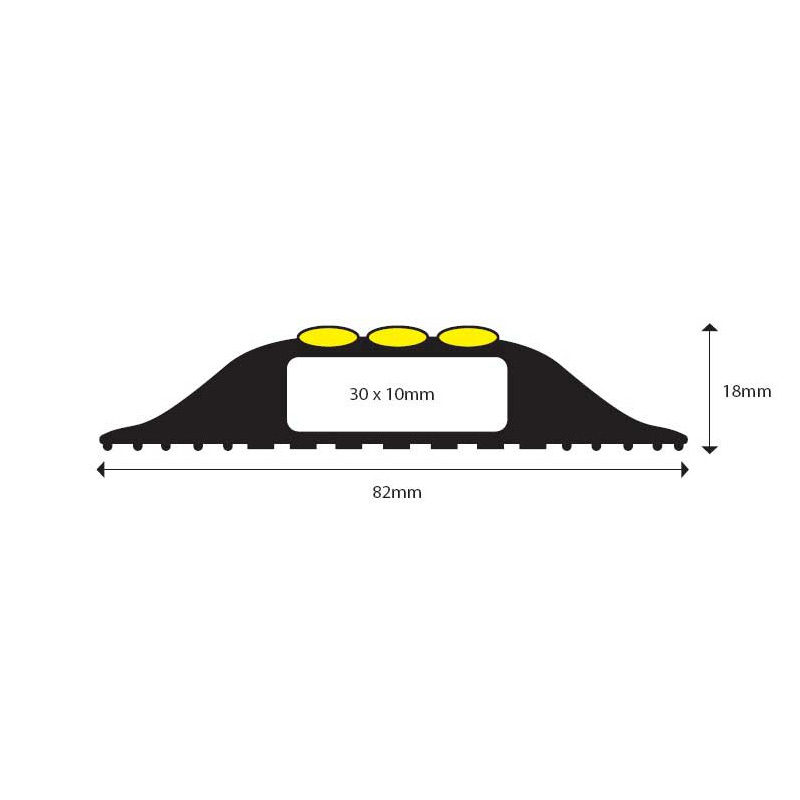 Profile of 01HAZBY0090 black & yellow hazard cable cover