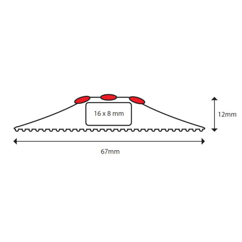 Profile of 01GRED10090 grey & red hazard cable cover