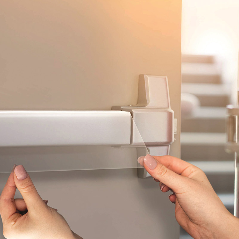 Anti-microbial self-adhesive film used on door push bar