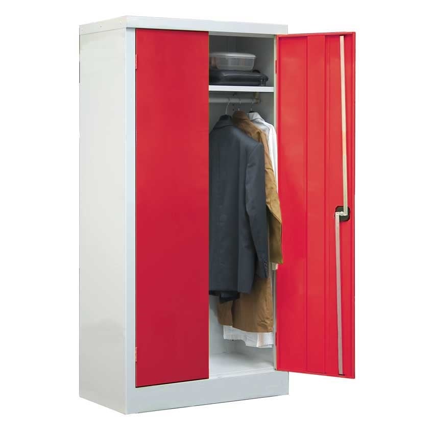 Workplace Clothing Cupboard With Red Doors