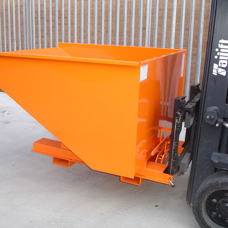 Combi-use Tipping Skips mounted on forklift